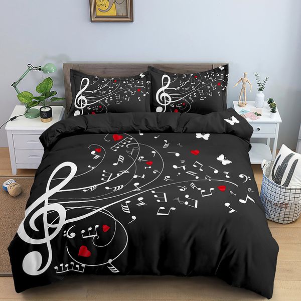 Ensembles de literie Love Heart Music Note Set Butterfly Housse de couette avec taie d'oreiller Shame Twin Full Kids Comforter Queen King Size 230609