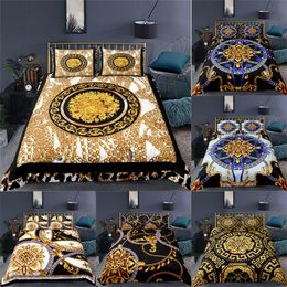 Beddengoed sets Luxe 3D Gouden Barokke stijl Print 2/3Pcs Kids Beddengoed Set Comfortabel Dekbedovertrek Kussensloop Thuis Textiel Queen en King Size 230605