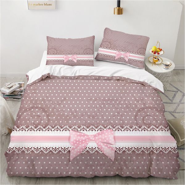 Ensembles de literie De Luxe 3D Ensemble Europe Reine Roi Double Housse de Couette Linge de Lit Couverture Confortable Couette Arc Rose 221206