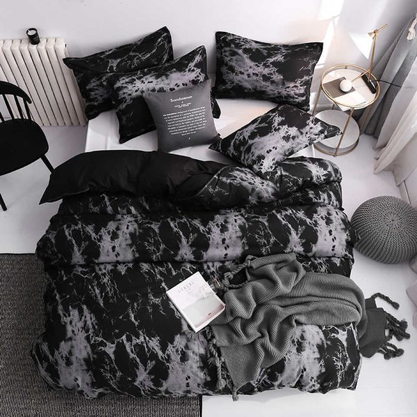 Ensembles de literie Ensemble de literie de luxe noir Queen King SIngle Full Size Velvet Housse de couette Set Modern Bird Plaid Anime Avec étui Z0612