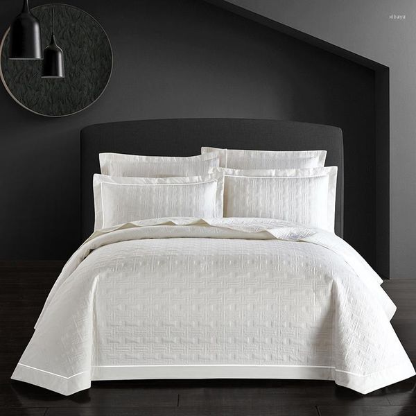 Conjuntos de ropa de cama de algodón de lujo Quile Bedspread Juego de cubierta de cama Colchón gris blanco Couette Couvre Lit Dekbed