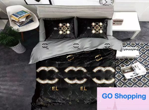 Ensembles de literie Luxe Designer Top Classique Lettre Pointillée Logo Imprimé Housse de Couette Taie d'oreiller Ensemble de 4 Pièces en Pur Coton Ensemble de Literie Confortable Décoration de Chambre