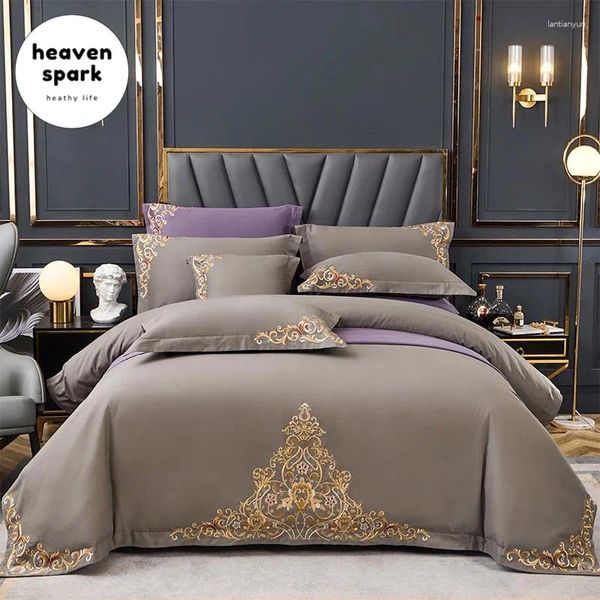 Ensembles de literie Luxury Euro Broderie Egyptian Cotton Royal Home Textile Sheet Ensemble de couvre-housse / taier / feuille de lit pour 150