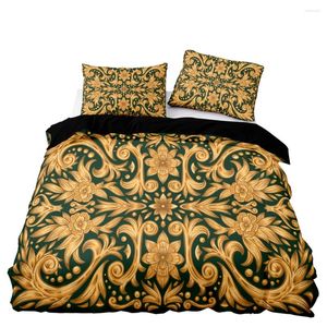 Ensembles de literie Luxury Golden Coupue Cover Set Vintage Vine Match Double Twin Taille avec taie d'oreiller pour Ultra Soft Home Textiles