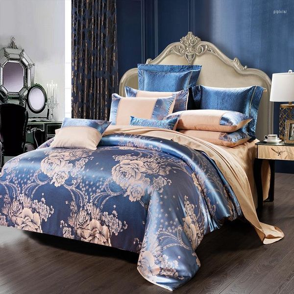 Ensembles de literie Luxury Jacquard King Size Duvette Cover Set Mariage Libercpes de lit Fillon de lit Canette Rose Décoration de chambre à coucher