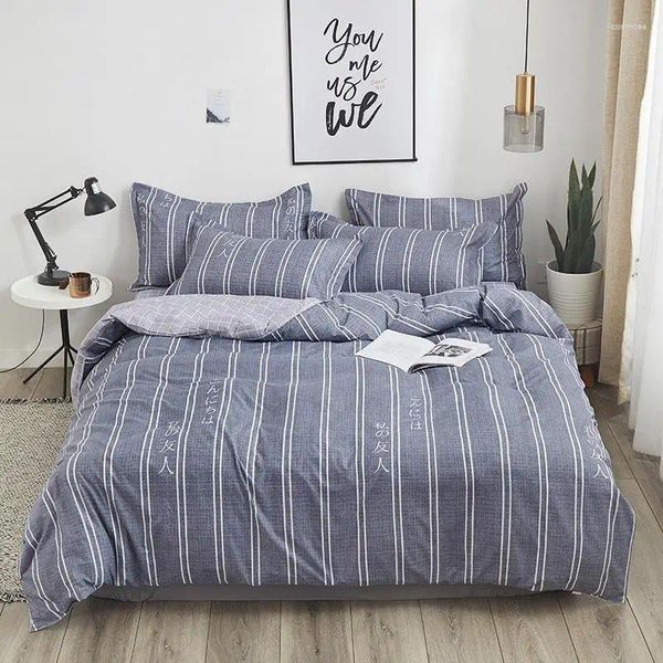 Conjuntos de ropa de cama Luxury King Tize Stripe Tapa de edredón impreso A/B Patrón de doble cara Simplicidad Bedera de almohada de almohada