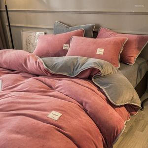 Ensembles de literie housse de couette en velours magique de luxe hiver chaud une pièce flanelle épaissir housse de couette en peluche (pas de taie d'oreiller)