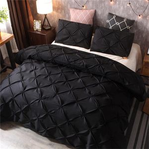 Bedding sets Luxury Pinch Pleat Black Comforter Sets Linen Duvet Cover Queen King Size clothes 230504