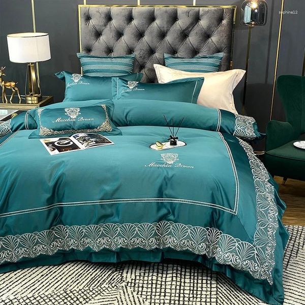 Conjuntos de ropa de cama Luxury Pure Silk Bordery Bordery