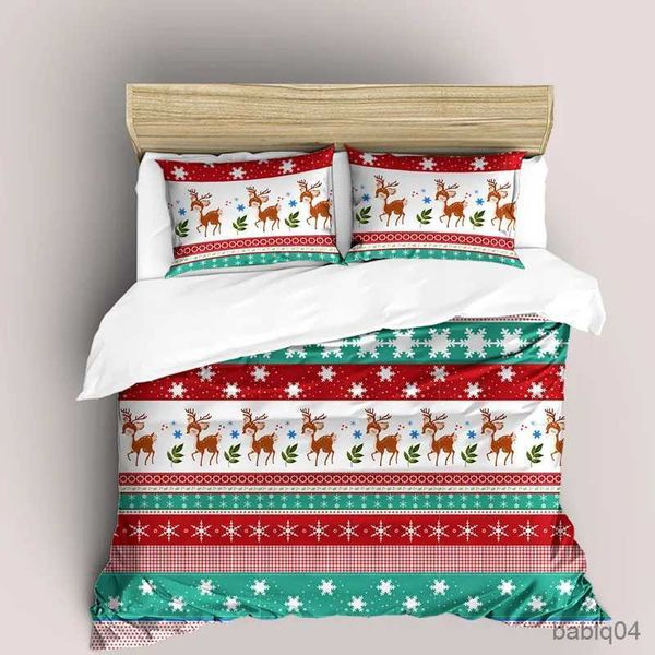 Ensembles de literie Ensembles de literie de noël rouge de luxe ensemble de housse de couette pour enfants de dessin animé Queen Size avec étui couette double complète New Yease Bed Sets