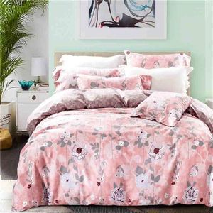 Ensemble de literie Set Luxury 4pcs Coton Flowers Duvette Cover Lit Dilat en lin Canglots de lit de lit Scandinave Style