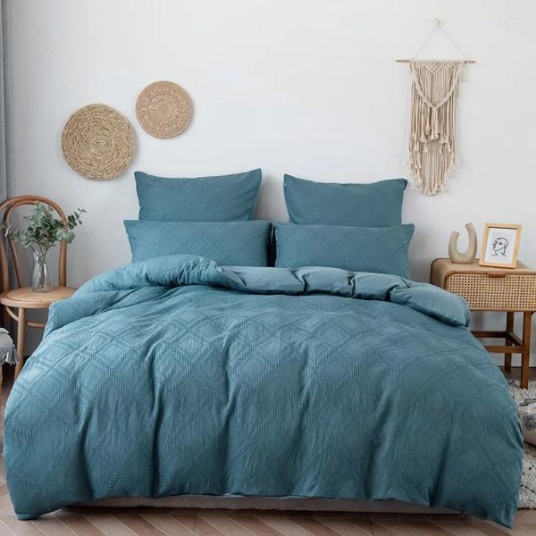 Conjuntos de ropa de cama Conjunto de lujo Decoración de dormitorio Fundas nórdicas Fundas de almohada de moda Ropa de cama sólida Ropa de cama Funda de edredón para el hogar Edredón