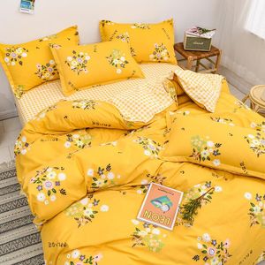 Juegos de cama Juego de lujo para el hogar Funda nórdica con estampado europeo 180x220cm Sábana a rayas Fundas de almohada King Queen Size Cama doble