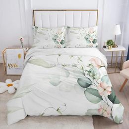 Ensembles de literie Ensemble de luxe King Queen Euro Housse de couette Taie d'oreiller Linge de lit Couette 220x240 240x260 Feuille de fleur rustique