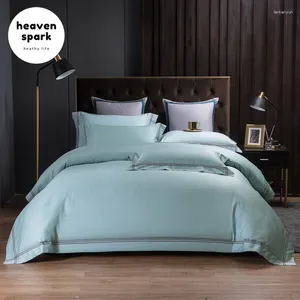 Conjuntos de ropa de cama de lujo Color sólido Egipto Algodón suave Línea de cama de la cama nórdica Conjunto de cubierta de 3/4 piezas de almohada plana/ajustada para 150