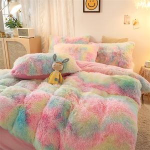 Ensembles de literie de luxe Super Shaggy doux corail polaire chaud confortable princesse ensemble de literie vison velours QuiltHousse de couette ensemble lit couette ensemble couverture 221010