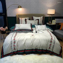 Ensembles de literie Luxury White 1000TC Egyptien Coton Rose Rose Ensemble Double couvre-couvre-lit Détage de lit de lit d'oreiller