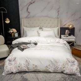 Juegos de ropa de cama de lujo 600tc Cotton egipcio Cotton Juego de botánica Bordado Dúveto Capa de la cama Lino de almohada de almohada para el hogar