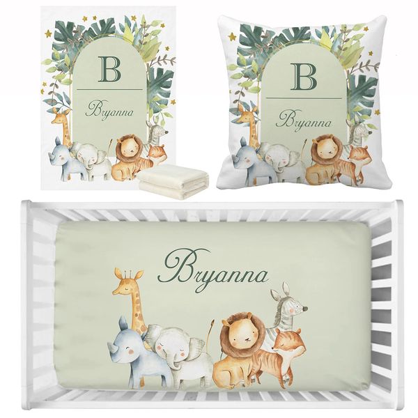 Комплекты постельного белья LVYZIHO «Животные джунглей» для мальчиков, комплект детского имени на заказ, подарок на день рождения, детский душ 231208