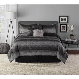 Beddengoed sets pijlers 7 -koppig metallic streep jacquard dekbed set fullqueen leerbladen ingesteld met kussens case 230822