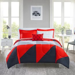 Beddengoed sets pijlers rood en zwart geometrisch 8 -delige bed in een zak dekbedbedden set met vellen 230506