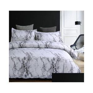 Ensembles de literie Motif de marbre Couette ER Set 2/3pcs Lit Twin Double Queen Quilt Linge sans feuille et remplissage Drop Livraison Accueil G Homefavor DHF5D