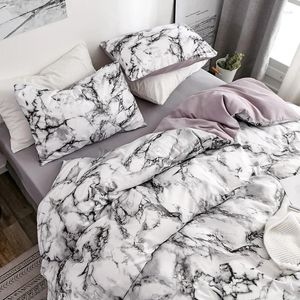 Beddengoedsets Marmer Effen Gedrukt Set Zacht Dubbel Dekbedovertrek Voor Euro Home Textiel Paar Comfortabel Bed Twin ??