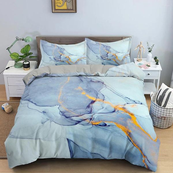 Conjuntos de ropa de cama Set de mármol cubierta nórdica con 1/2 almohada simulacro 3d arte abstracto diseños impresos edredón súper suave