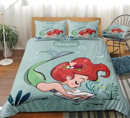 Ensembles de literie Mermind housse de couette ensemble dessin animé contes de fées pour filles enfants lits verts Textiles de maison couvre-lit en microfibre