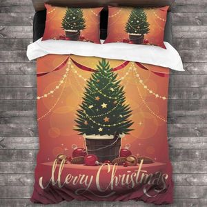 Beddengoed stelt Merry Christmas 3D gepersonaliseerde aangepaste afdruk 3 -stks comfortabel dekbedoverkapkussencase EU/US/AU -maat Drop