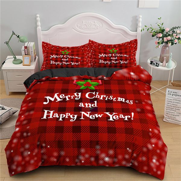 Sets de ropa de cama Felices navese Dudor dudas rey para niñas Microfibra Santa Claus lindos CAREATES DE CAREATES Red Plaid Red 3D Impresión 221125