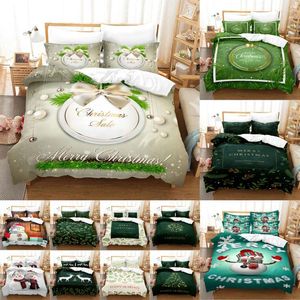 Beddengoedsets Vrolijk Kerstfeest Groen Sneeuwman 2024 Kinderdekbed Durex Volledig Kingsize 3 Stuks Dekbedovertrek Linnen Set Sprei 200x200 240x220