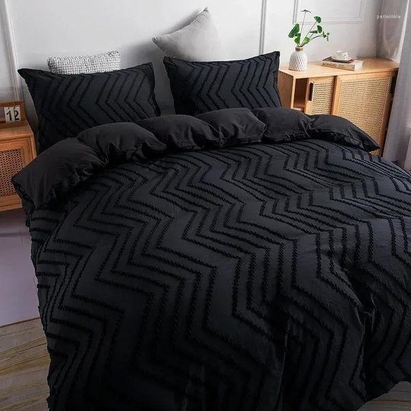 Ensembles de literie Midsum Nordic Set Couleur unie Couverture de couette douce Taies d'oreiller Simple Black Quilt Single Twin Taille pour dortoir à la maison