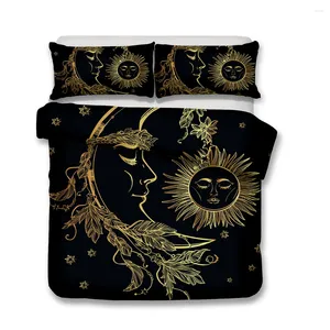 Ensemble de literie moderne Bohemian Lune et Soleil imprimé Dormitory Dormitory Bedpread Black Down Couperter