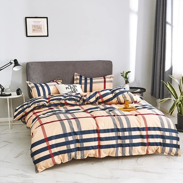 Conjuntos de ropa de cama Conjunto de cuadros de moda moderna Funda nórdica Funda nórdica Sábana y funda de almohada Ropa de cama textil para el hogar para adultos Niños 231218