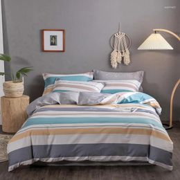 Conjuntos de ropa de cama Modern Grid Stripe Set de algodón Décord de algodón Lino de la cama Twin King Adult Caballero Clama breve Home Textil 3/4