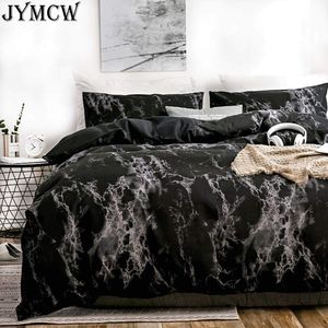 Juegos de cama Funda de almohada de plumas con estampado de mármol moderno, funda nórdica, juego de cama para dormitorio, cama individual doble queensize kingsize sin sábanas 230517