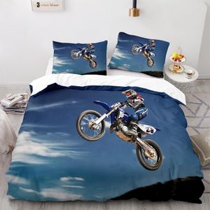 Beddengoed stelt motorrijder dekbedoverdeksel vuil fiets set motorcross quilt voor mannen duurzame koningin king polyester dekbed 221206