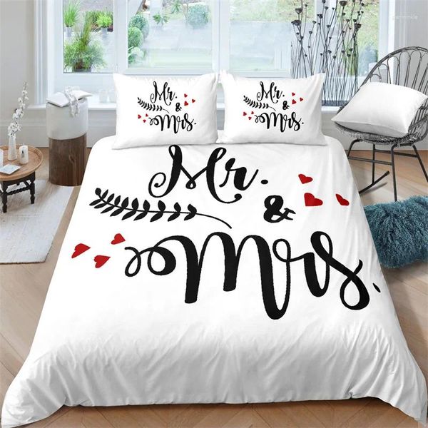 Ensembles de literie Mme M. Duvet Cover romance couette microfibre blanc ensemble pour garçons filles adolescents adultes mariage décoration de la Saint-Valentin