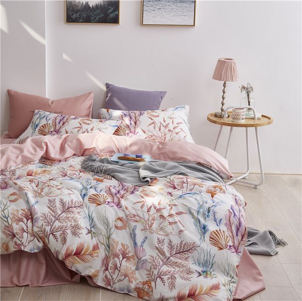 Juegos de cama de ropa de cama multic de color pájaros hojas estampadas de cama de ropa