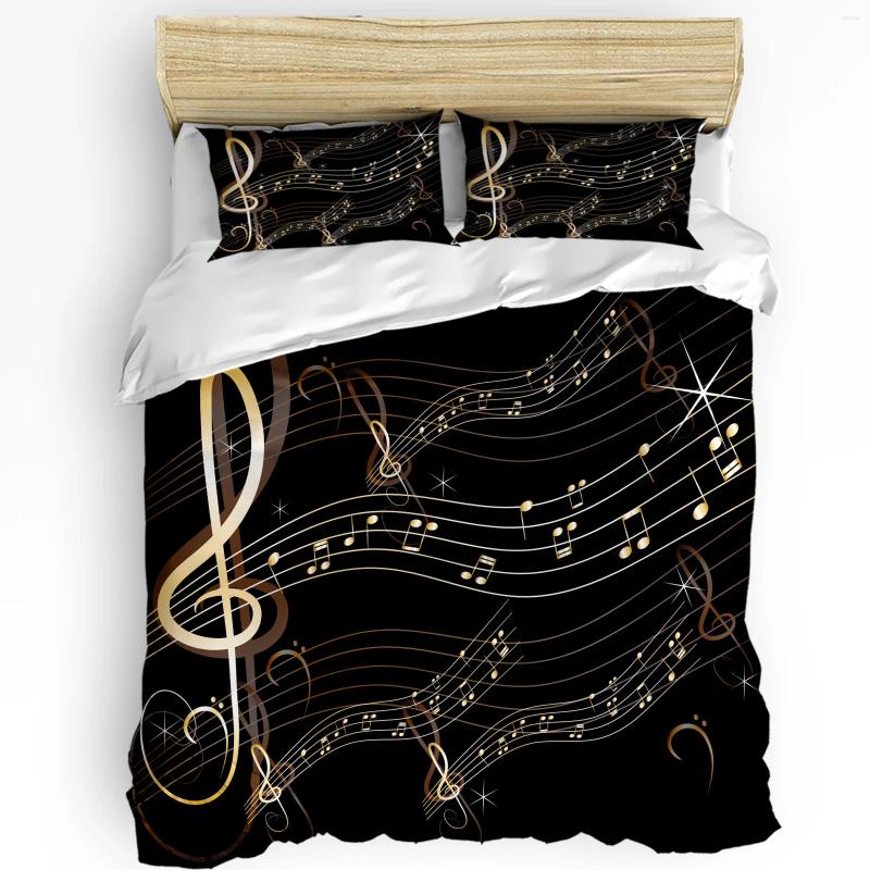 Zestawy pościeli notatki muzyczne czarny set 3PCS chłopców kołdra dziewczęta na okładka poduszka dla dzieci dla dorosłych kołdra podwójne łóżko Tekstyle