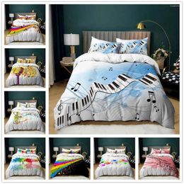 Ensembles de literie Note musicale Ensemble de housse de couette pour garçons filles adolescents chambre musique thème couette taie d'oreiller Housse De Couette