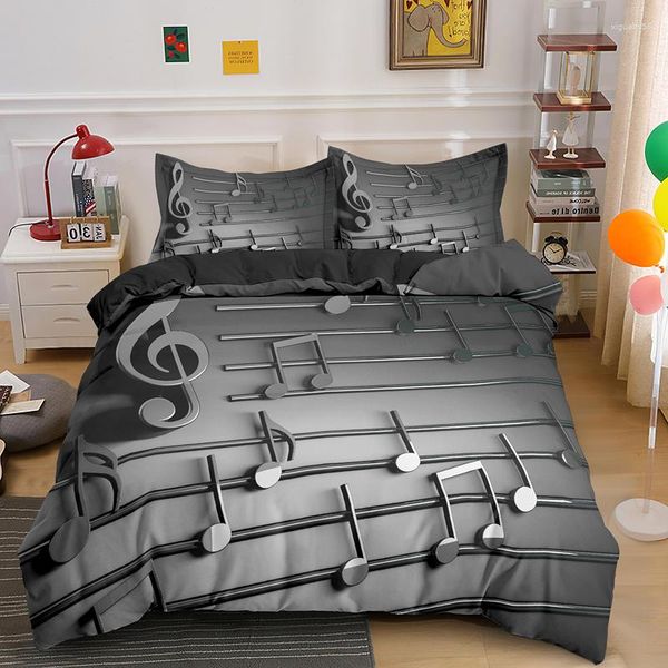 Juegos de ropa de cama Nota musical Score Music Boy Kids Durex Edredón 3 piezas Twin King Tamaño completo Funda nórdica Juego de sábanas Colcha 200x200 240x220