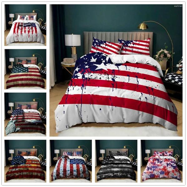 Conjuntos de ropa de cama Conjuntos nacionales de portada de la bandera de la bandera King Size American para adolescentes Adultos Soft y cómodas colchas