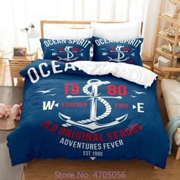 Conjuntos de ropa de cama Náutico Océano Anchor Sets Bedding Spirit Spirit Vivet Cover Capaz de cama King Queen con caja de almohada Culpa 230814