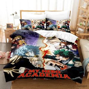 Juegos de ropa de cama Nuevo juego de cama My Hero Academia Japón Anime ropa de cama suave individual doble reina doble tamaño completo funda nórdica ropa de cama para adolescentes y niños