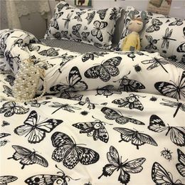 Beddengoed Sets Nordic Vlinder Set Meisjes Jongens Kids Single Full Size Laken Bloem Dekbedovertrek Kussensloop Beddengoed Thuis Textiel