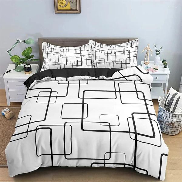 Conjuntos de ropa de cama Funda nórdica geométrica nórdica Conjunto abstracto Single King para adolescentes Adultos Decoración de la habitación Microfibra Edredón Fundas de almohada