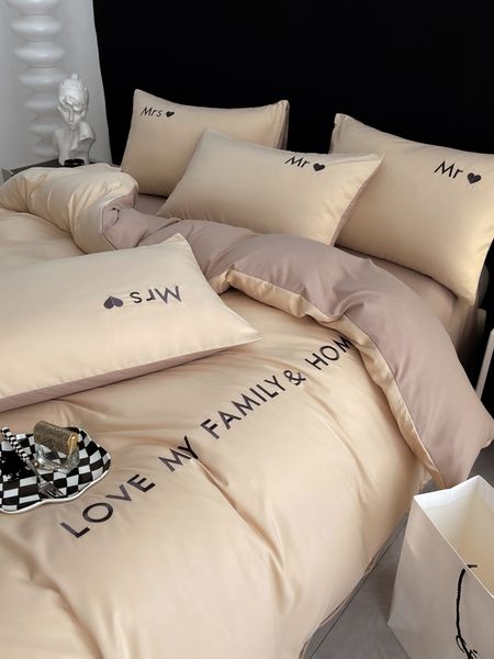 Juegos de cama Juego de cama de algodón egipcio de lujo nórdico King Queen Double Twin Size con sábana Funda nórdica Fundas de almohada 12 personas Ropa de cama 230606