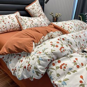 Bedding sets Nordic Plants Set Girls Boys Kid Single Queen King Size Flat Sheet Flower Duvet Cover Pillowcase Bed Linens Home Textile 230906